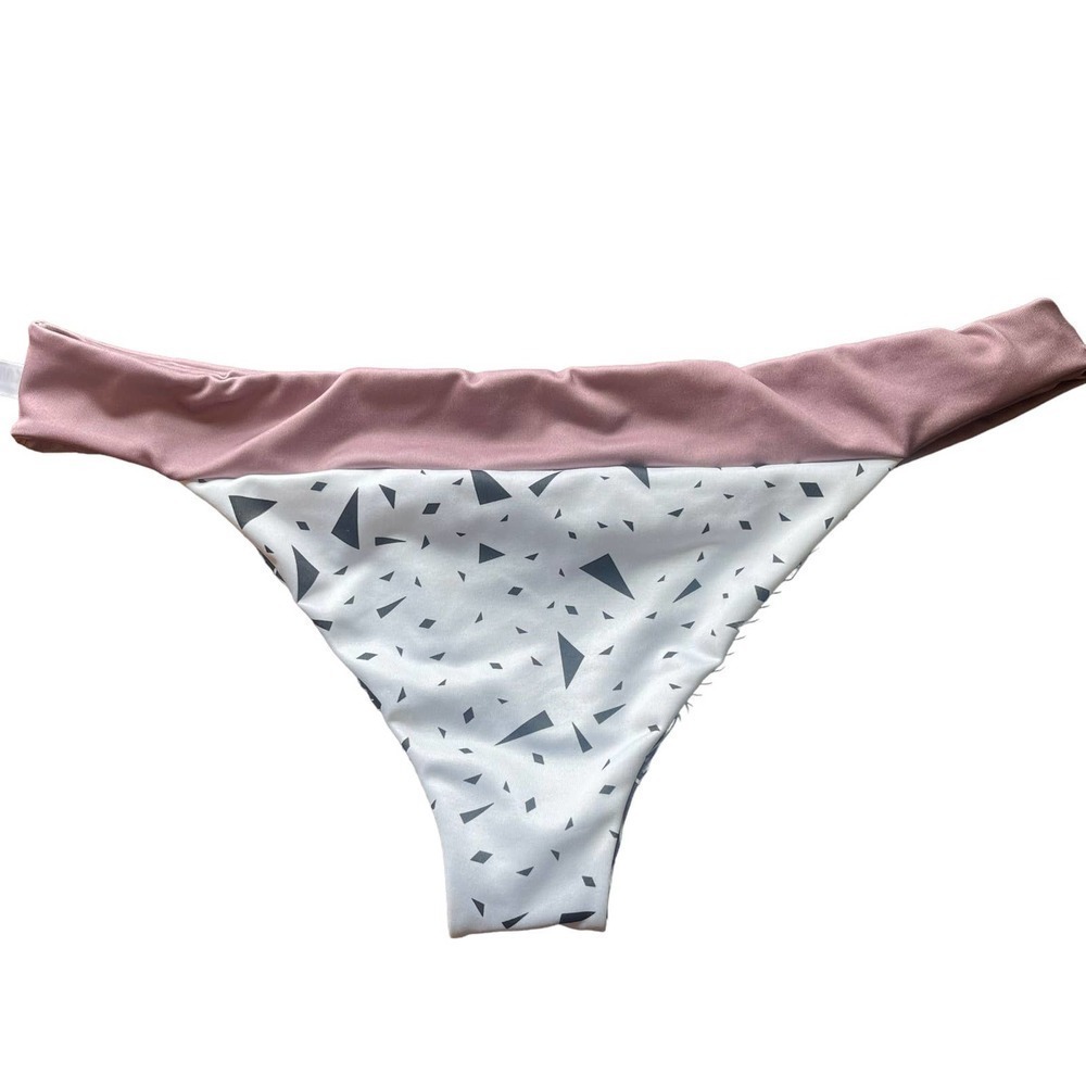 Kaikini Geometric Low Rise Thong Bikinis Bottom Multicolor Women's Size XL